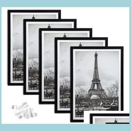 Cadres et moulures Cadre photo Galerie d'affichage Montage mural Po Crafts Case Home Decoraions Noir Blanc 4 tailles pour choisir Drop D Dh5En