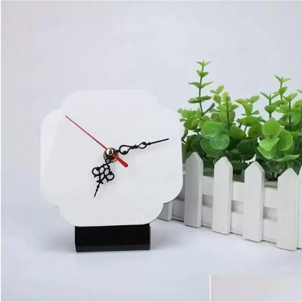 Cadres et moulures Sublimation MDF Po Cadre en bois Modèle imprimable vierge avec horloge DIY Woodblock Imprimer Cadeaux de Noël Fy5479 Dro Othc8