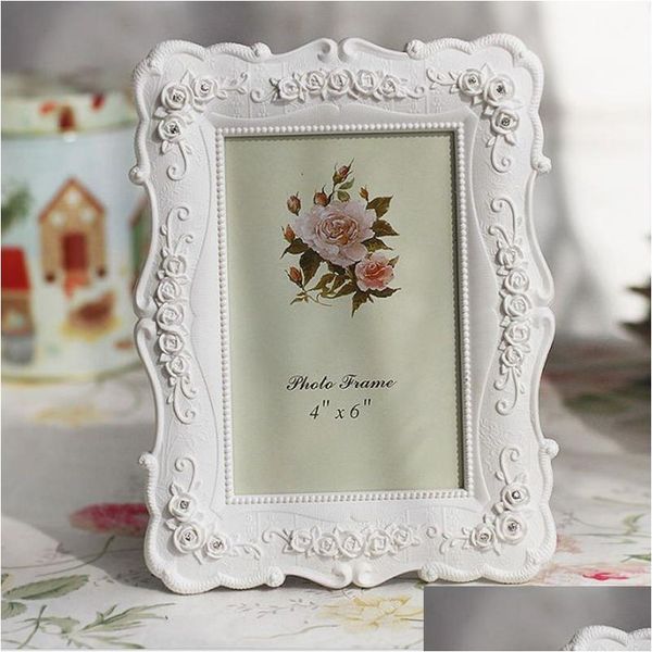 Cadres Et Moulures Blanc Résine Po Cadre Vintage Photo Peinture Rose Fleur Salon Décor À La Maison Cadeau 6 7 8 10 Pouces Vt1668 Drop Dho6Z