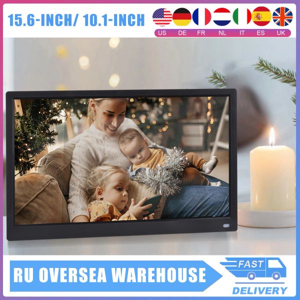 Frames Andoer 15.6inch 10.1in Cadre photo numérique IPS Écran IPS Screen Desktop Electronic Album avec backside stand Remote Control for Friend