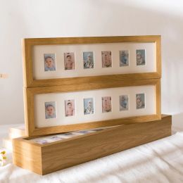 Frames Baby Growth Photo Album Frame Mini 2 pouces 6/10 trous Image Image For Newborn Baby Girls Boys Children Children Growth Record Ho