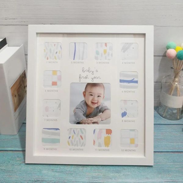 Frames Cadeaux de douche de bébé 12 mois décor de cadre photo po memoriesv né pour les filles de table de chevet Parents maman