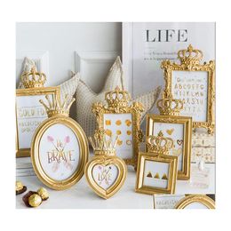 Frames barokke stijl gouden kroon decor creatieve hars foto bureaublad frame p o cadeau home bruiloft decoratie drop levering tuin acce dhm0v
