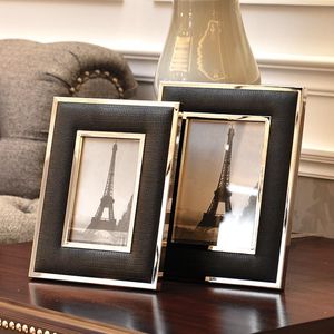 Frames Cadre photo en cuir noir et blanc