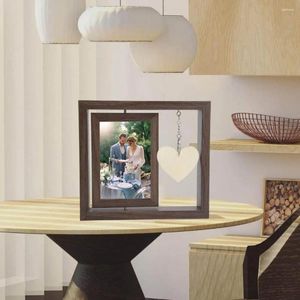 Frames kerstdisplay dubbelzijdig roterend houten fotolijstcadeau voor papa man vriend gegraveerd hart hem minnaar