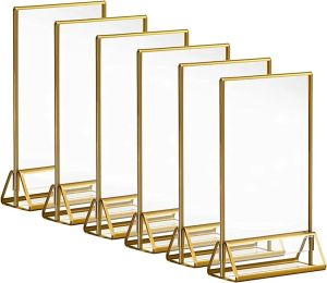 Cadres claire table en acrylique support support de restauration menu photo image photo cadre papier doré bordure de mariage de table de mariage numéro de place stand