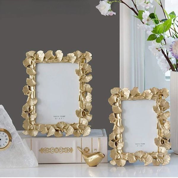 Frames Creative Vintage Gold Photo Cadre American Gingko Convient pour la peinture décorative Maison 4 pouces 6 pouces Cadre photo