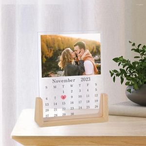 Cadres Calendrier personnalisé Couple Po Cadre Cadeau d'anniversaire de mariage pour mari femme Date personnalisée Mois Souvenirs Affichage de bureau