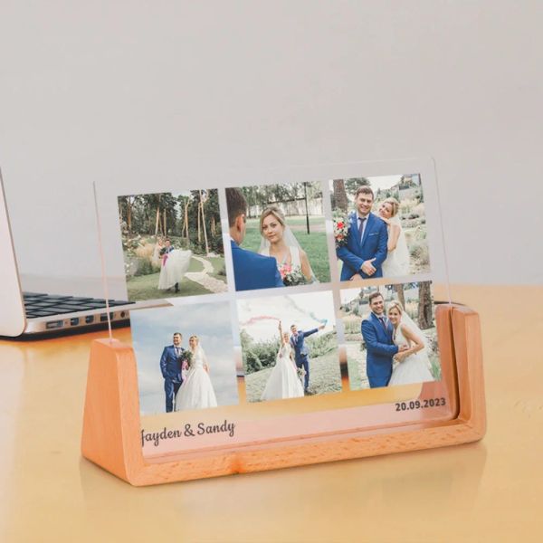 Frames Couples personnalisés Cadre photo anniversaire de mariage Idées de cadeaux Keepsake Ideas For Bride Women Men Romantic Desktop Affichage Picture d'image