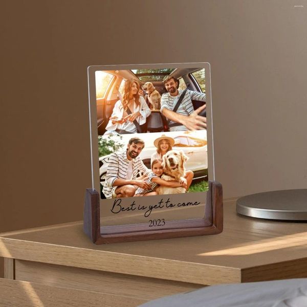 Frames Famille personnalisée Po Acrylique Plaque d'anniversaire Cadeaux pour maman Daddy Home Bedroom Descorpor Decor KeepSake Frame Child