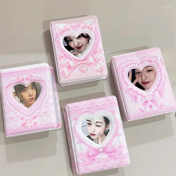 Cadres mignons Bowknot Po 3 pouces Love Heart Hollow Picture Kpop Pocard Holder Card Binder Collect Book 36 POCHETS