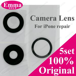 Frames Emmahelp 5set / lot Caméra d'objectif arrière en verre arrière d'origine pour iPhone 15 14 Pro Max 14 plus 11 12 13 Mini X XR XS SE 8 avec adhésif
