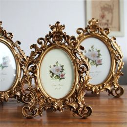 Frames European Style Golden Photo Frame Antiek vintage ovale hars Home Decoratie Creatief klassiek fotolijst Foto Decor ornament