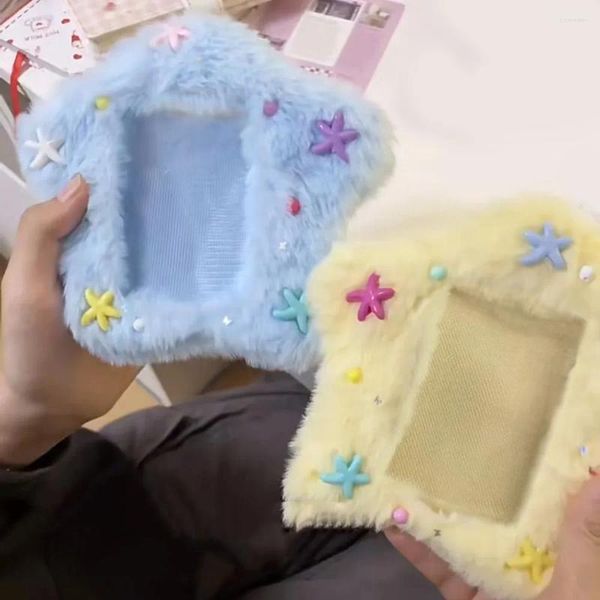 Frames Fluffy Star Po Solder Tarjeta de felpa Cubierta de 3 pulgadas KPOP POCARD Starfish Bag Patendy School Stationery