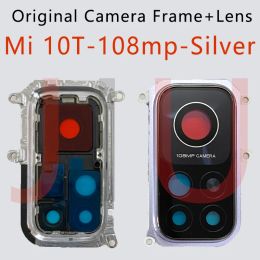 Frames pour Xiaomi Mi10t Mi 10t Pro Back Camera Glass Lens avec cadre lentille arrière principale de la lentille en verre arrière avec adhésif pour MI 10T Pro