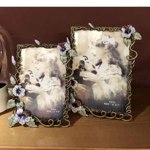 Frames Gilded Lace Decorative Po Vintage Floral Relief Flower Family Picture Frame Wedding Anniversary Gifts Desk Decoration