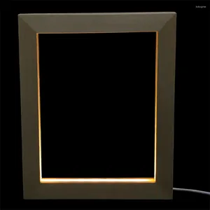 Cadres Glowing Po Cadre Support de bureau Photo LED Table en bois Décor lumineux pour cadeau en bois