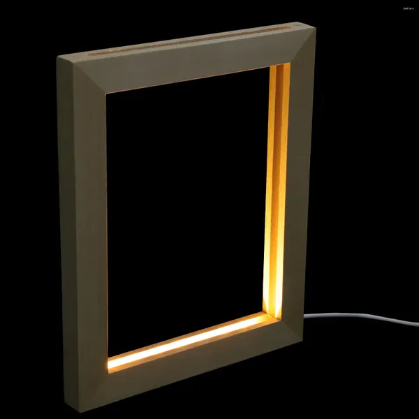 Frames Glowing PO Frame LED Light 3D Beech Home Bureau Home Affichage en bois simple