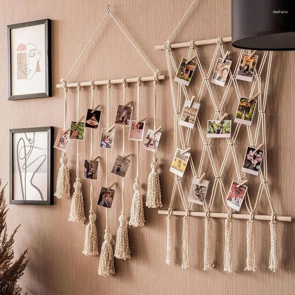 Frames colgante PO PANTA MACRAME Piclas de pared Organizador Boho Kids Baby Room Oficina en el hogar Decoración de arte