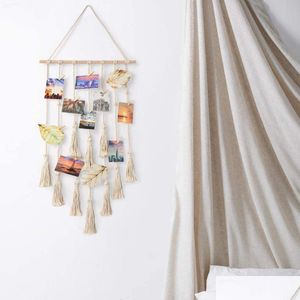 Frames hangend po -display rame muur foto's organizer huisdecor met 25 houten clips drop levering 202 dhu4y