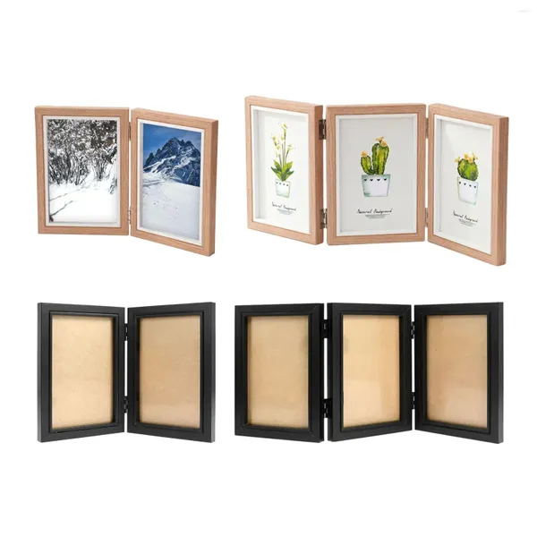Frames Cadre de po à charnière avec couverture résistante à Shatter Photo Picture de bois 4x6 pour table de bureau Halway Bedroom Family Lover Gift