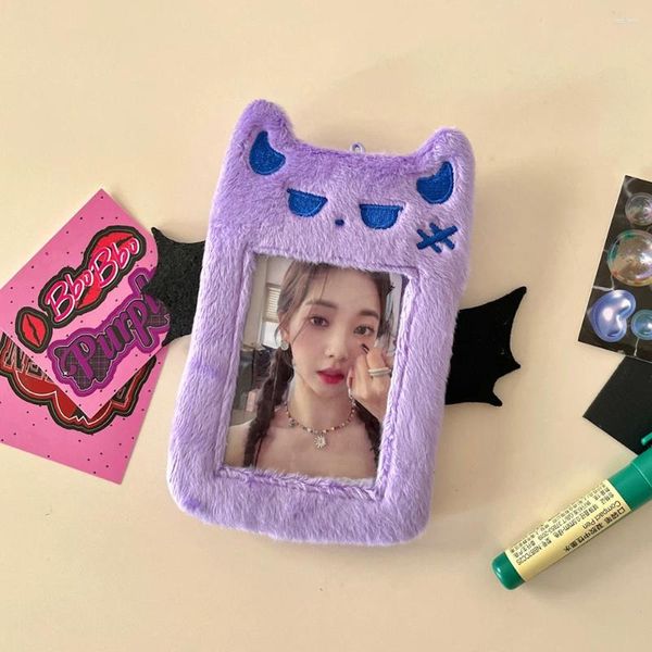 Frames Ins Cartoon Plush Pocard Holder Bat/Devil 3 pulgadas KPOP Idol PO Protector ID de identificación de estudiante Patting Patendy Pattiony