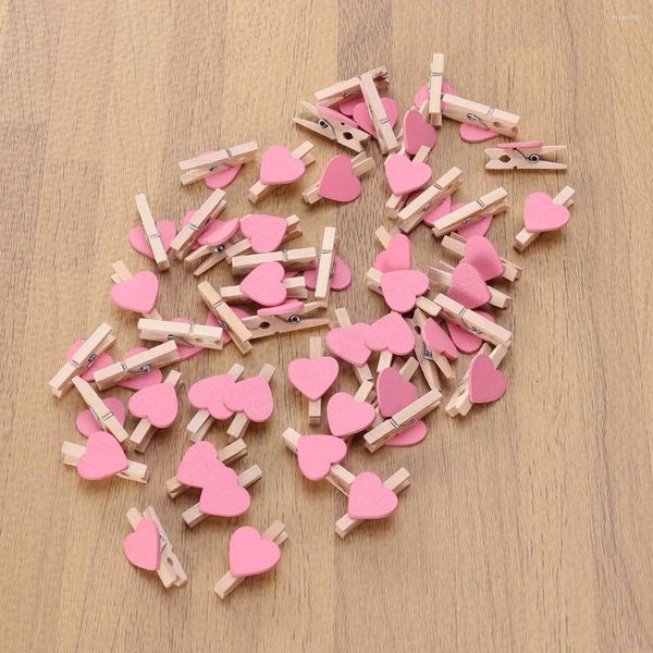 Marcos Kisangel Pins de ropa 50 unids Mini clips de madera en forma de corazón DIY Craft Po Clavijas de papel Pos Tarjetas Pinturas Scrapbookings