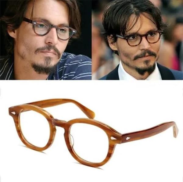 Monturas LEMTOSHs, gafas para hombre, Johnny Depp, montura de gafas, lentes transparentes, diseñador de marca, gafas para ordenador, gafas masculinas redondas Vintage de alta calidad