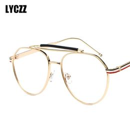 Cadres LYCZZ métal rond grand cadre lunettes décoratif vintage montures de lunettes ultraléger optique clair lentille rétro lunettes hommes femmes