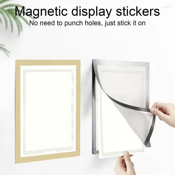 Frames Frame d'affichage magnétique A4 Couverture d'affiche réutilisable or / argent / noir auto-adhésif gratuit Free Punch Po Wall Decor