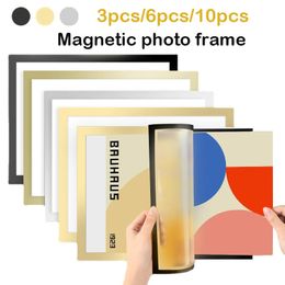 Frames Magnetische Po Frame A4/A6 Fotolijst Poster Cover Frame Goud/Zilver/Zwart Display Rack Hanger Voor Muur Decor Herbruikbaar 231202