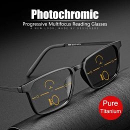 Frames Milong Nearfar Dualpurpose fotochrome multifocus leesbril Men 2023 Progressive Antibue Light Halfframe bril Eyewear