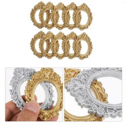Frames Miniature Dollhouse Picture Frame Resin Vintage Po Wall Hanging Ornate Oval Antique Baroque Painting