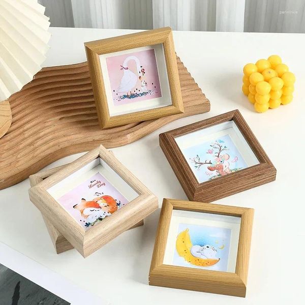 Frames Modern Simple Mini 4 pouces Small PO Frame PO Desktop Decorative Table Density Board Square Mounted Creative Oil Painting