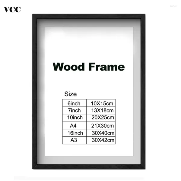 Frames Nature Wooden Classic Po Frame A4 A3 Certificado de color de madera de café blanco negro con vidrio para póster de pared