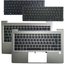 Frames nouveaux US / UK / UK / Espagnol / Clavier latin pour HP Probook 14 445 G8 440 G8 avec Palmrest Upper Cover Case