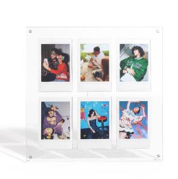 Frames nieuwe dubbele laag helder acryl frame zwevend magnetisch fotolijst voor fujifilm instax mini -film met vrij staande