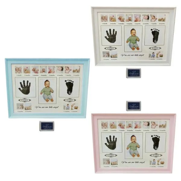Frames NOUVEAU-NÉBOBNE Baby Handprint Footprint Photo Cadre avec tampon Ink Kids Imprint Hand Inkpad Souvenirs
