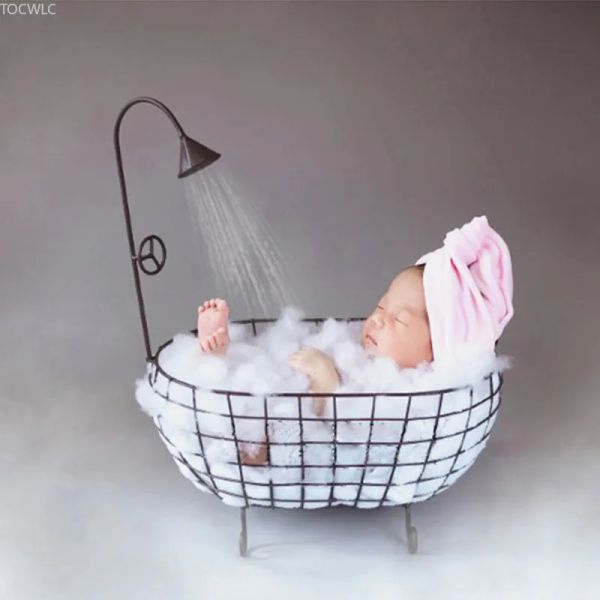 Frames Newborn Photography Prop Baby Photography Cadre auxiliaire Panier de fer Baigne de douche Posing Posing Studio Accessori Fotografi Kid