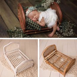 Frames Newborn Photography accessoires de nouveaux accessoires tissés de rotin tissé chaise rotin chaise nouveau-né pour bébé lit photographie accessoires pour les filles en bas âge