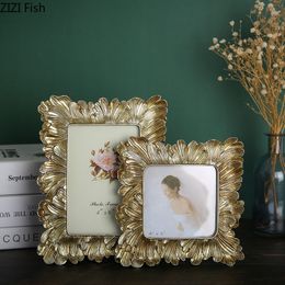 Frames Nordic Vintage Home P Famille Portrait Nightand Golden Palm Leaf Border Resin Picture multiple Options de taille 230810