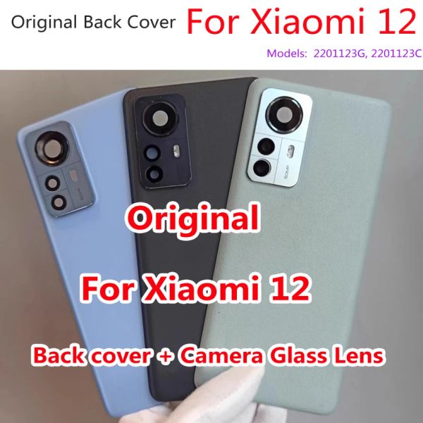 Frames Boîtier de couverture en verre arrière d'origine pour Xiaomi 12 mi 12 5G Batterie Battre arrière Base de caméra mobile Caméra de caméra en verre d'objectif + adhésif