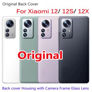 Frames Verre de couverture de batterie d'origine pour Xiaomi 12 12S 12x Document arrière du couvercle du couvercle du couvercle avec la pièce de remplacement de l'objectif de la caméra