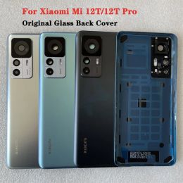 Frames d'origine pour Xiaomi Mi 12t Pro Temperred Glass Back Cover Pièces de rechange pour le boîtier de porte de la batterie arrière Mi12T + Cadre de caméra