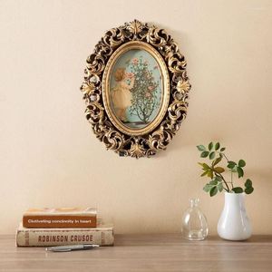 Frames ovale foto vintage antieke hars po frame met glazen wand gemonteerd display rek thuisdecoratie