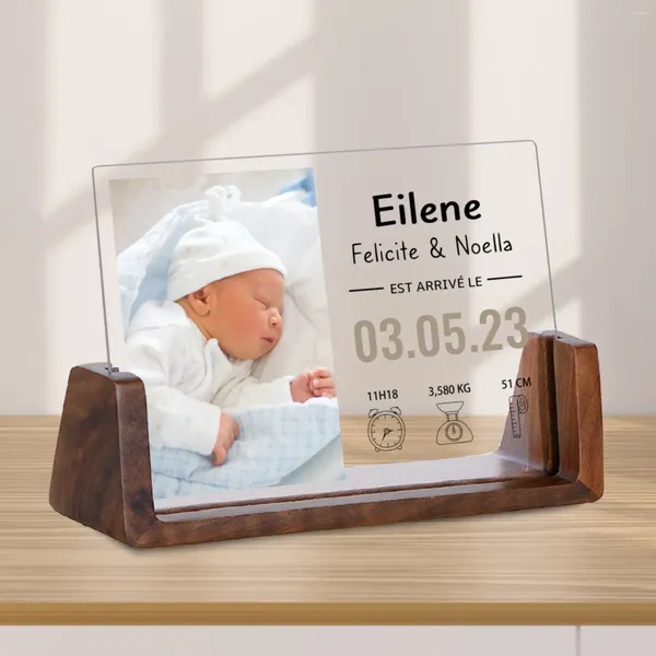 Frames Annonce de naissance personnalisée Cadre PO avec statistiques Nursery Decor Custom Born Baby Picture Gift for Parents