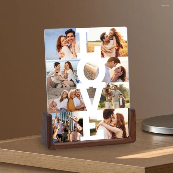 Cadres personnalisés Love Po Collage pour petit ami mari, cadeau d'anniversaire de mariage, cadre photo en acrylique imprimé personnalisé