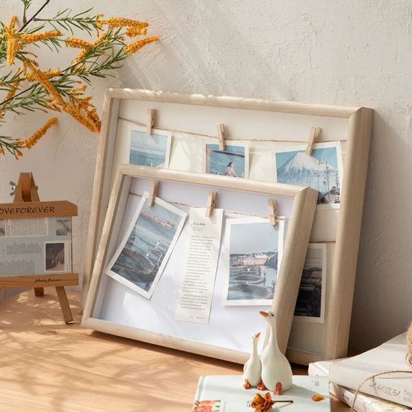 Frames Pictrue Frame Ins Creative Small Clip en bois Frame photo Fille Fille à la main Frame décorative DIY Mur photo suspendue