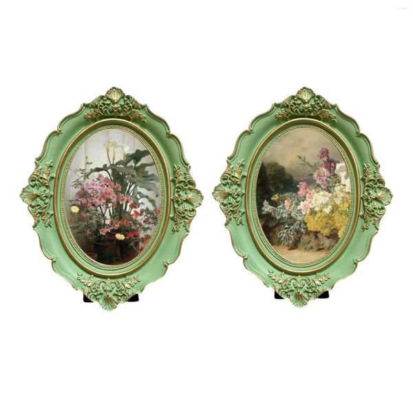 Frames Image Image Ovale Antique rétro Orné Orné Élégant PO Holder Gallery Art For Wall Table Salon Halway Homewor Decor