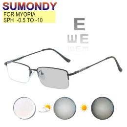 Frames Lunettes de prescription Myopie 0,5 à 10 hommes Femmes Alloy Half-Frame Astigmatisme Blue Ray Proof ou photochromique UF03